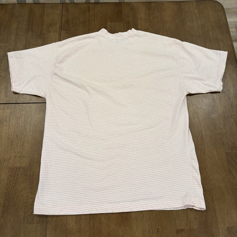 Vintage 90's Guess Jeans USA Pink & White Striped Short Sleeve Shirt Size Large - Picture 7 of 9